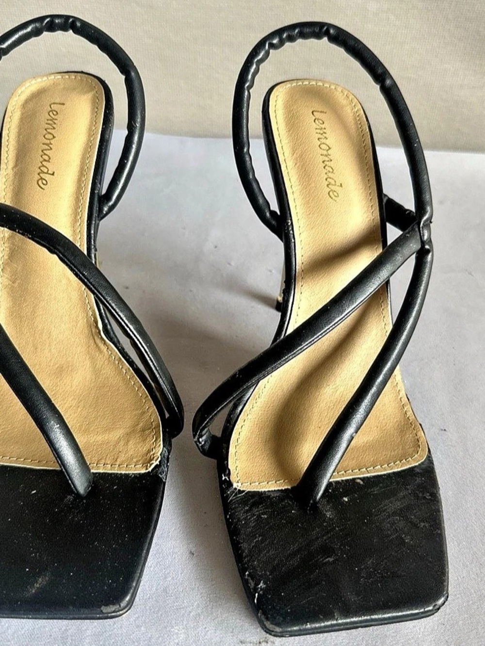 Lemonade Black & Gold Strappy  size 20, Heels 5”